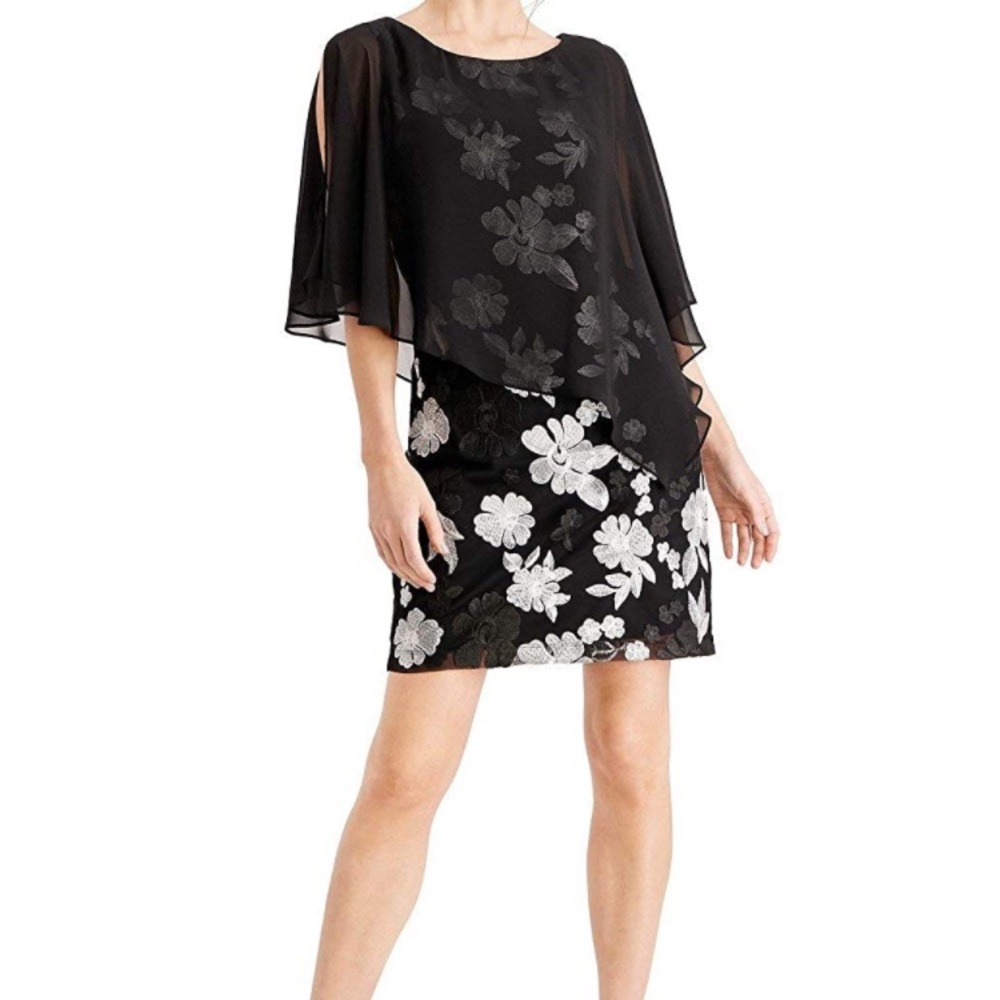 Women Floral Black & White Dress